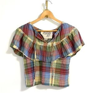 Ace & Jig Multicolor Plaid Ruffle Top